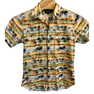 Bullock‎ & Jones Men's Short Sleeve Tramonto Hawaiian Button Up Sz Medium